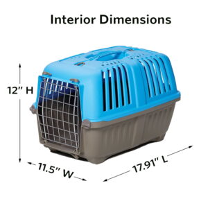 MidWest Homes for Pets Spree 19" Plastic Pet Travel Carrier, Blue w/ Plastic Door, Ideal for XS Dogs